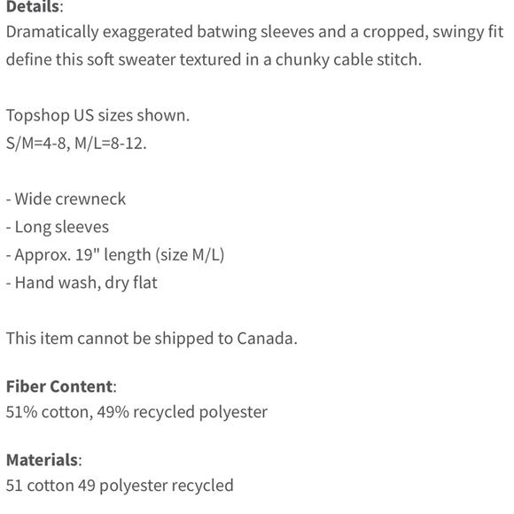 Topshop Navy Blue Crop Chunky Cable Knit Sweater - Picture 12 of 12